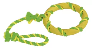 Kerbl pierścień na liny, zielony żółty sortowane, 47 cm guma lita, bawełna - Zabawki dla psów - miniaturka - grafika 1