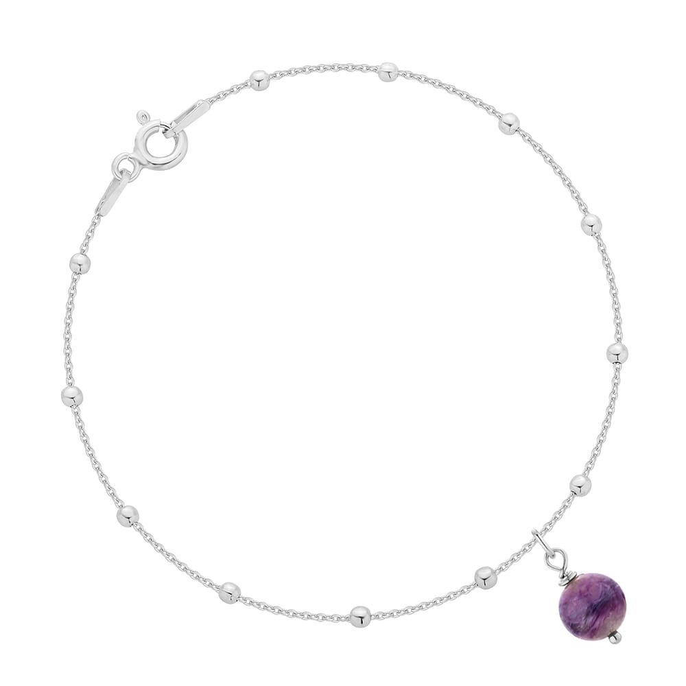 MYNESS Bransoletka srebrna z ametystem