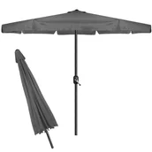 Parasole ogrodowe - Parasol ogrodowy 410 cm składany, z korbką duży wodoodporny ciemnoszary - miniaturka - grafika 1