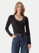 Bluzki damskie - Tommy Hilfiger Bluzka UW0UW06071 Czarny Slim Fit - miniaturka - grafika 1