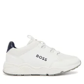 Buty dla chłopców - Sneakersy BOSS J52805 M Biały - miniaturka - grafika 1