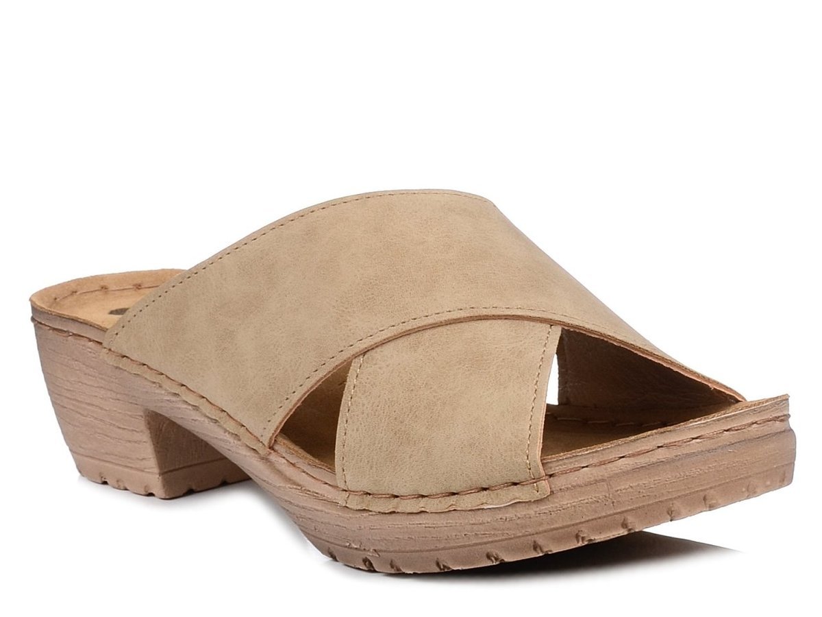 Klapki chodaki damskie na obcasie letnie czarne Inblu BL-03-38