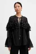 Bluzki damskie - Karl Lagerfeld bluzka damska kolor czarny gładka B1W11011 - miniaturka - grafika 1