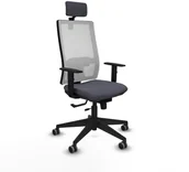 Fotele i krzesła biurowe - Krzesło Biurowe z Zagłówkiem Horna Traslack Piqueras y Crespo 1D066G2 Ciemny szary - miniaturka - grafika 1