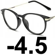 Okulary korekcyjne, oprawki, szkła - Okulary kujonki korekcyjne minusy czarne -4.5 - miniaturka - grafika 1