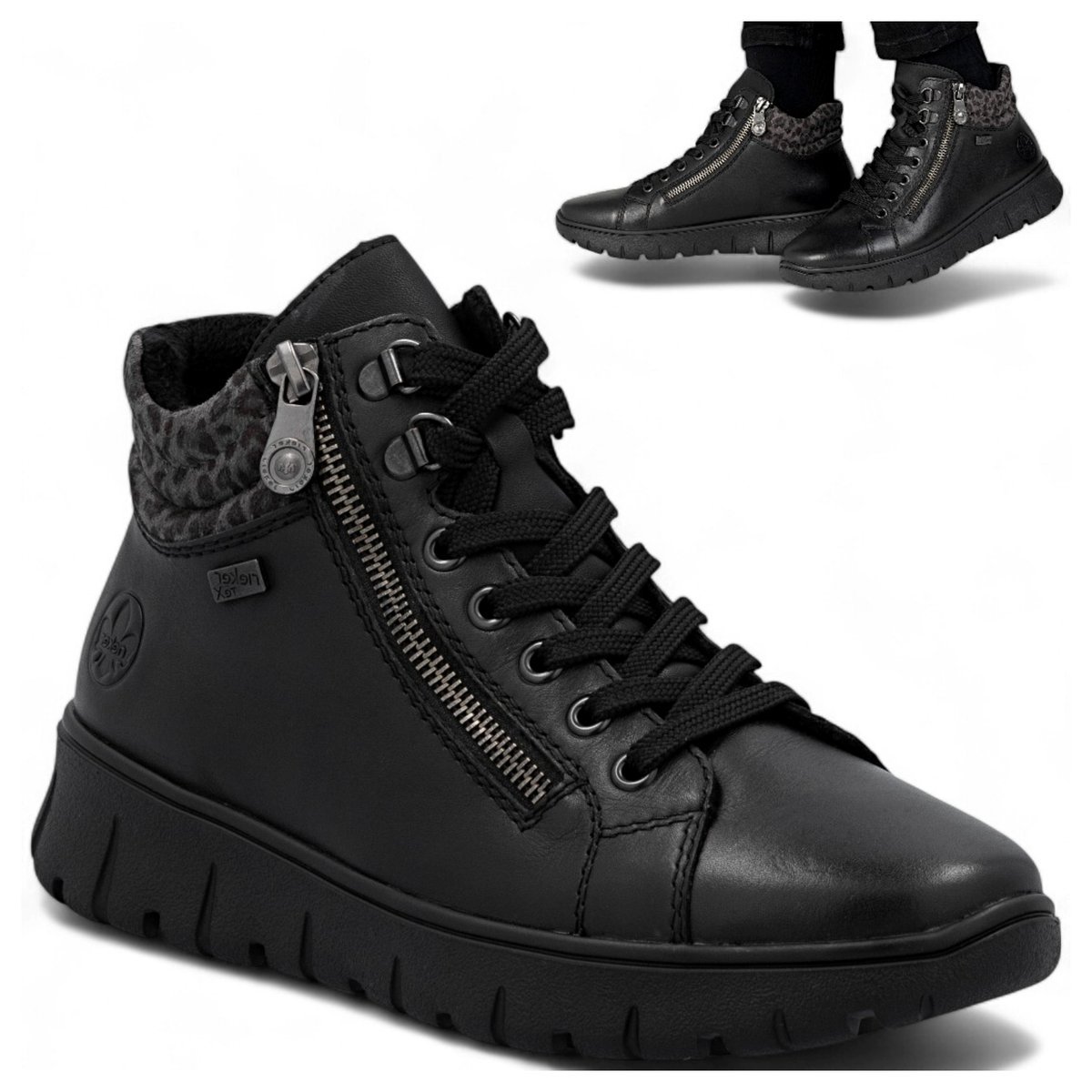 Rieker SKÓRZANE Sneakersy Damskie na Platformie Wygodne Półbuty Platforma 40