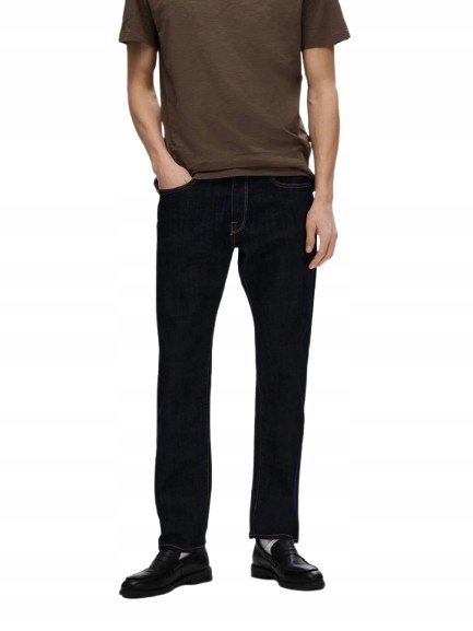 SELECTED HOMME JEANSY PROSTE GRANATOWE Z ORGANICZNEJ BAWEŁNY 31/32 N1A