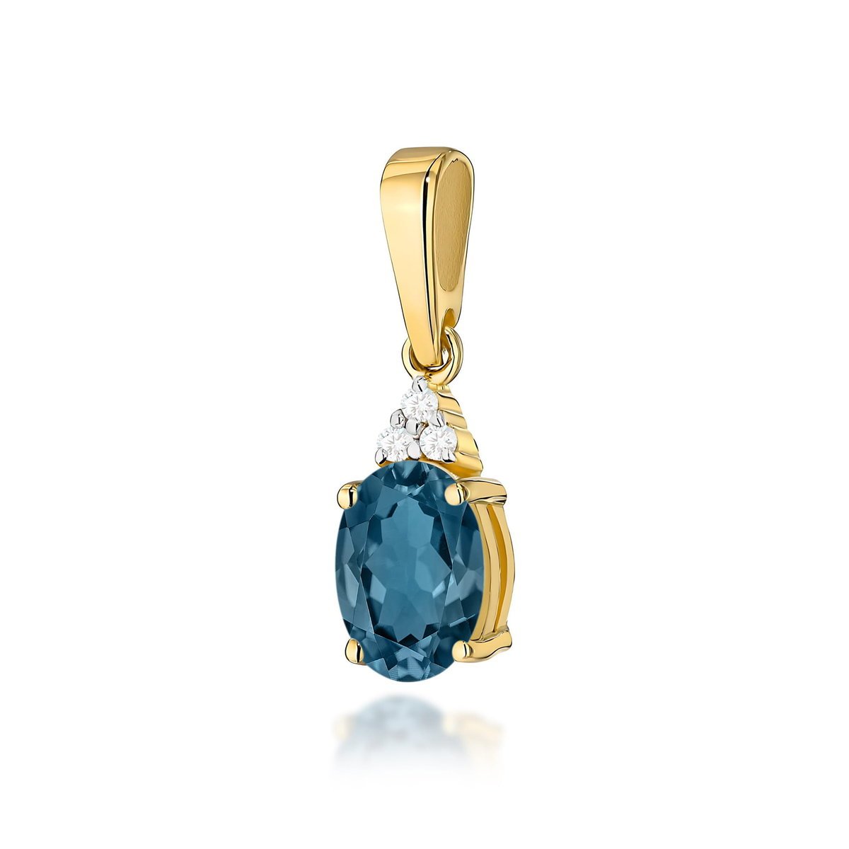 Złota zawieszka / wisiorek Topaz London Blue 0,85ct żółte złoto pr. 585