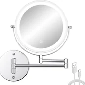 Lusterka do makijażu - Lustro do makijażu montowane na ścianie, 8 cali, powiększające 1x/10x, dwustronne, do łazienki, z 3 kolorowymi światłami - miniaturka - grafika 1
