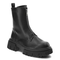 Botki damskie - Czarne Botki Big Star Damskie Skórzane Ocieplane Obuwie - miniaturka - grafika 1