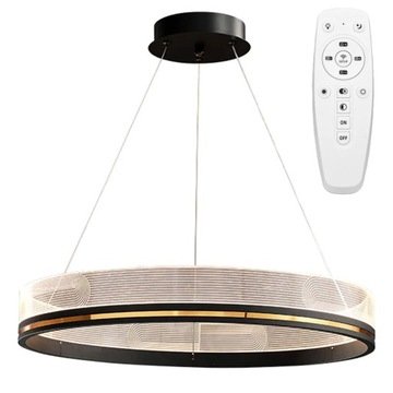 Lampa Wisząca Sufitowa Led Z Pilotem Metalowa Czarno Złota Nowoczesna 60cm