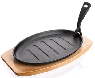 Owalna patelnia żeliwna z deską B8-S98 - Patelnie - miniaturka - grafika 1