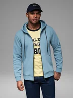 Bluzy męskie - Rozpinana dresowa bluza hoodie w stylu streetwearowym jasnoniebieska V4 OM-SSZP-0213 XL - miniaturka - grafika 1