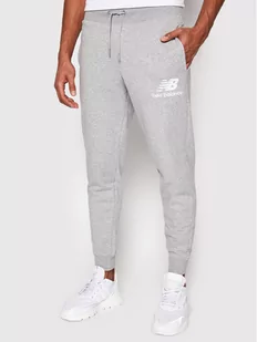 New Balance Spodnie dresowe Essentials Stacked Logo MP03558 Szary Athletic Fit - Spodnie sportowe męskie - miniaturka - grafika 1