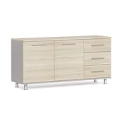 Szafki biurowe - Szafka dostawna do biurka PRIMO, prawa, szary / dąb naturalny - miniaturka - grafika 1