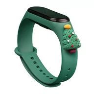 Akcesoria do smartwatchy - Strap Xmas opaska do Xiaomi Mi Band 4 / Mi Band 3 świąteczny silikonowy pasek bransoletka ciemnozielony (choinka 2) - miniaturka - grafika 1