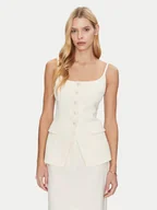 Koszulki i topy damskie - Simona Corsellini Top P25CPTO00801 Beżowy Slim Fit - miniaturka - grafika 1