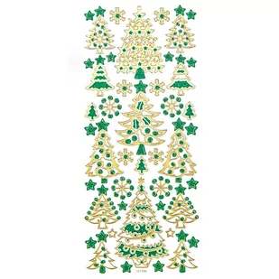 Naklejki Brokatowe Choinki Gold &Amp; Green 44 Szt. Dalprint - Scrapbooking - miniaturka - grafika 1