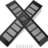 Kratki wentylacyjne - Aluminiowa kratka wentylacyjna do szaf i pokoi, 35 x 8 cm, czarna, 2 sztuki - miniaturka - grafika 1