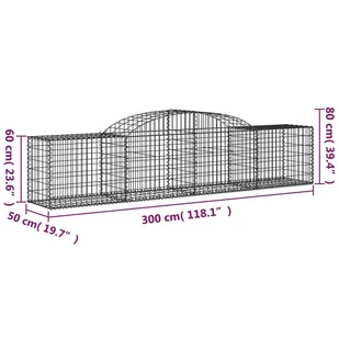 vidaXL Kosze gabionowe, 25 szt, 300x50x60/80 cm, galwanizowane żelazo - Ogrodzenia - miniaturka - grafika 7