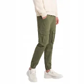 Spodnie męskie - Spodnie męskie JOGGERY z kieszeniami cargo oliwkowe V18 P886 XL - miniaturka - grafika 1