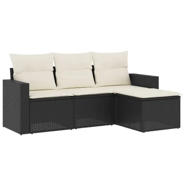 Zestaw Mebli Ogrodowych Rattan PE łącznie z poduszkami - Czarny 65,5x62x6