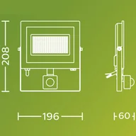 Lampy ogrodowe - Reflektor zewnętrzny LED Philips Lois UE Sensor, 24 W, 3000 K IP65 - miniaturka - grafika 1