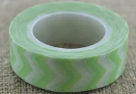 Scrapbooking - [606014] Taśma washi tape miętowo- biała 10m - miniaturka - grafika 1