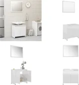 Szafki łazienkowe - vidaXL Zestaw mebli łazienkowych na wysoki połysk z białego materiału drewnopochodnego - Zestaw mebli łazienkowych - Szafka łazienkowa - Szafki łazienkowe - miniaturka - grafika 1