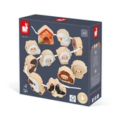 Zabawki interaktywne dla dzieci - Nawlekanka z drewnianymi owieczkami Farma 2+, Janod - miniaturka - grafika 1