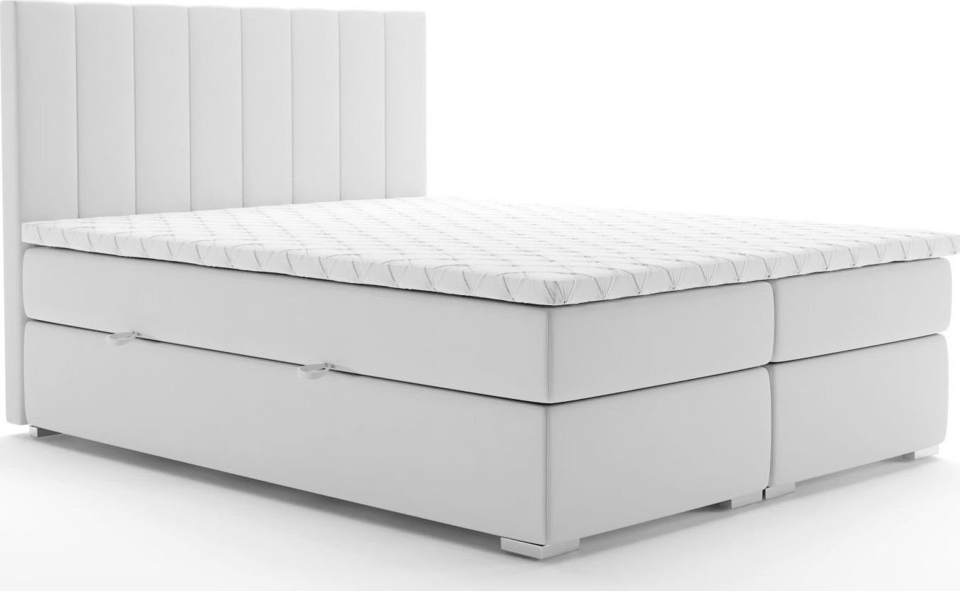 LAVERTO Łóżko kontynentalne SALIMA 180x200 jasno szare velvet z pojemnikiem