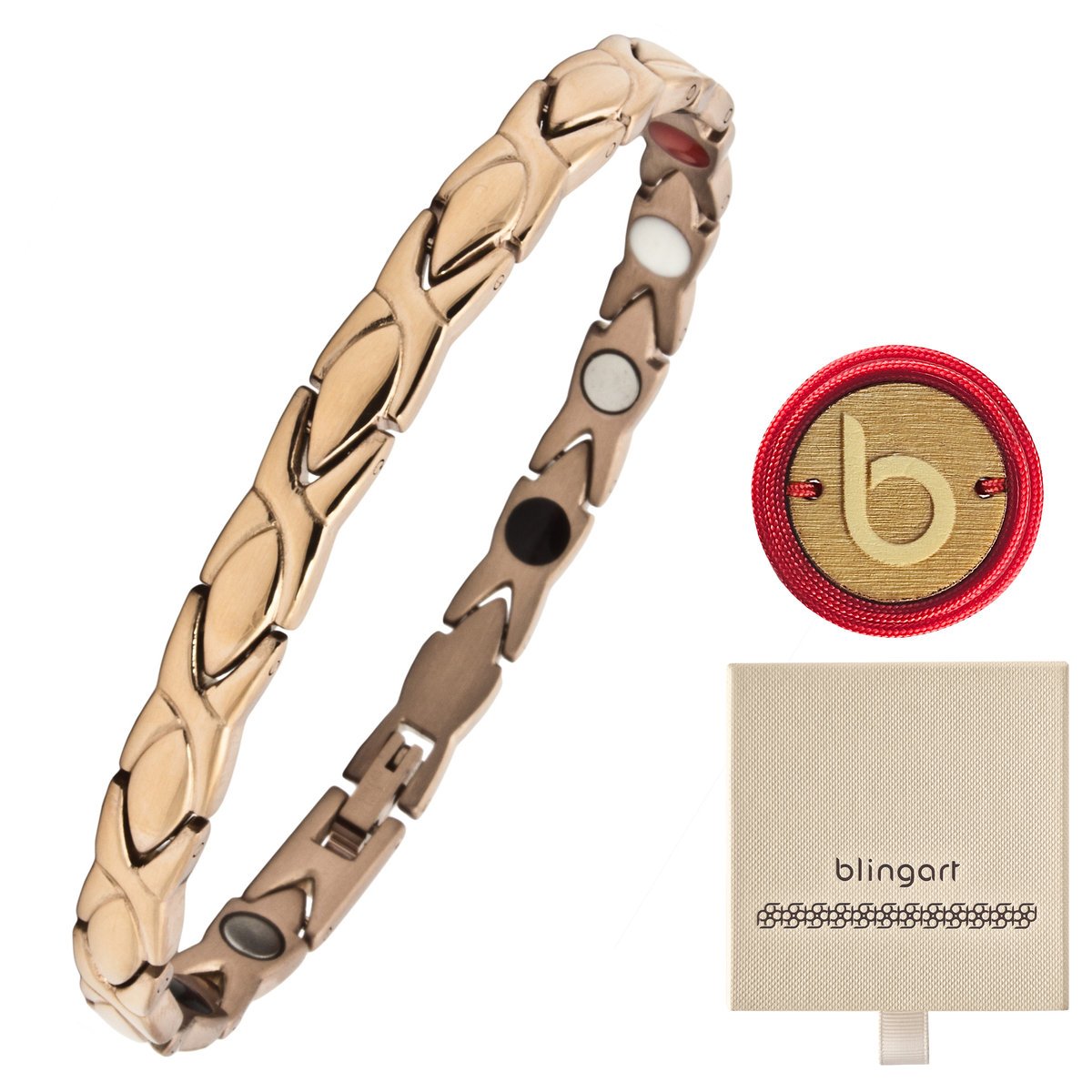 Wąska damska bransoletka magnetyczna Rose Gold