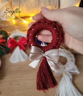 5szt. Wieniec na choinkę boho- bordo - Ozdoby bożonarodzeniowe - miniaturka - grafika 1
