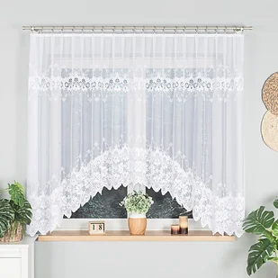 HANNA Firanka żakardowa gotowa, szerokość 300 x wysokość 160cm, kolor 001 biały - Firany - miniaturka - grafika 1