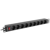 Listwy zasilające - Lanberg lanberg Listwa zasilająca Rack PDU 19 cali 1U 16A 9xSchuko 3m Czarna - miniaturka - grafika 1
