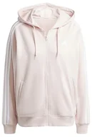 Bluzy damskie - adidas Damska bluza z kapturem Essentials French Terry Oversized, zapinana na zamek, XS - miniaturka - grafika 1