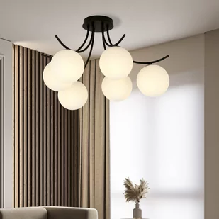 Emibig BOSTON 6 BLACK/OPAL 1109/6 lampa sufitowa czarna szklane klosze 1109/6 - Lampy sufitowe - miniaturka - grafika 3