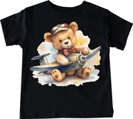 Koszulki dla dziewczynek - CZARNA koszulka NA DZIEŃ MISIA DLA CHŁOPCA MISIEK31 - miniaturka - grafika 1