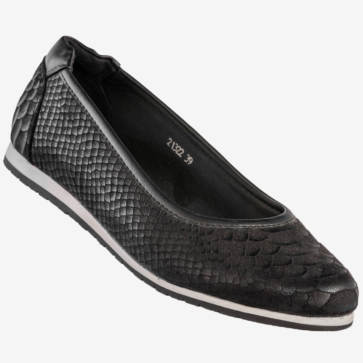 Baleriny Damskie Ekoskóra Buty Półbuty Czarne Sergio Leone 21322 38