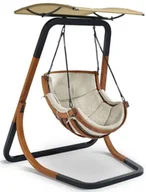 Fotele ogrodowe wiszące - Elior Beżowy fotel wiszący z daszkiem B2-D54 - miniaturka - grafika 1