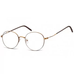 Okulary korekcyjne, oprawki, szkła - Lenonki okrągłe Okulary oprawki optyczne 927G brązowo-kawowe - grafika 1
