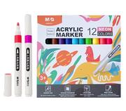 Kredki, ołówki, pastele i pisaki - Markery akrylowe 1-2mm 12k Neonowe M&G - miniaturka - grafika 1