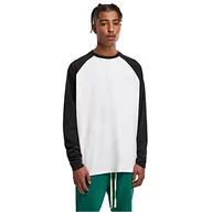 Koszulki męskie - Urban Classics Męska koszulka z długim rękawem Organic Oversized Raglan, biała/czarna, XL - miniaturka - grafika 1