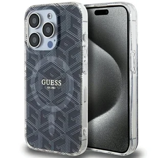 Guess GUHMP15XHGCUSTGK etui obudowa pokrowiec do iPhone 15 Pro Max 6.7" czarny/black hardcase IML GCube MagSafe - Etui i futerały do telefonów - miniaturka - grafika 1