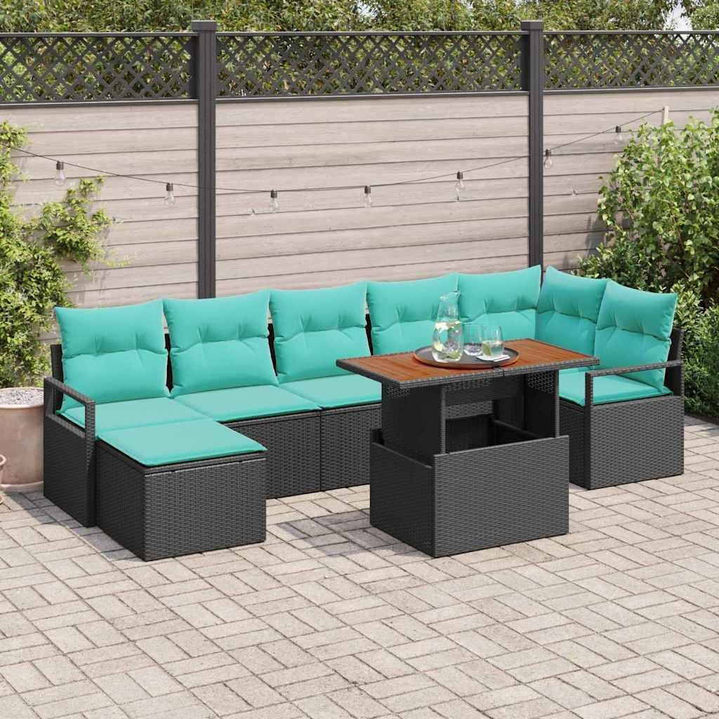 vidaXL Zestaw do jadalni w ogrodzie 8 pcs Czarny i Turkusowy 3349745