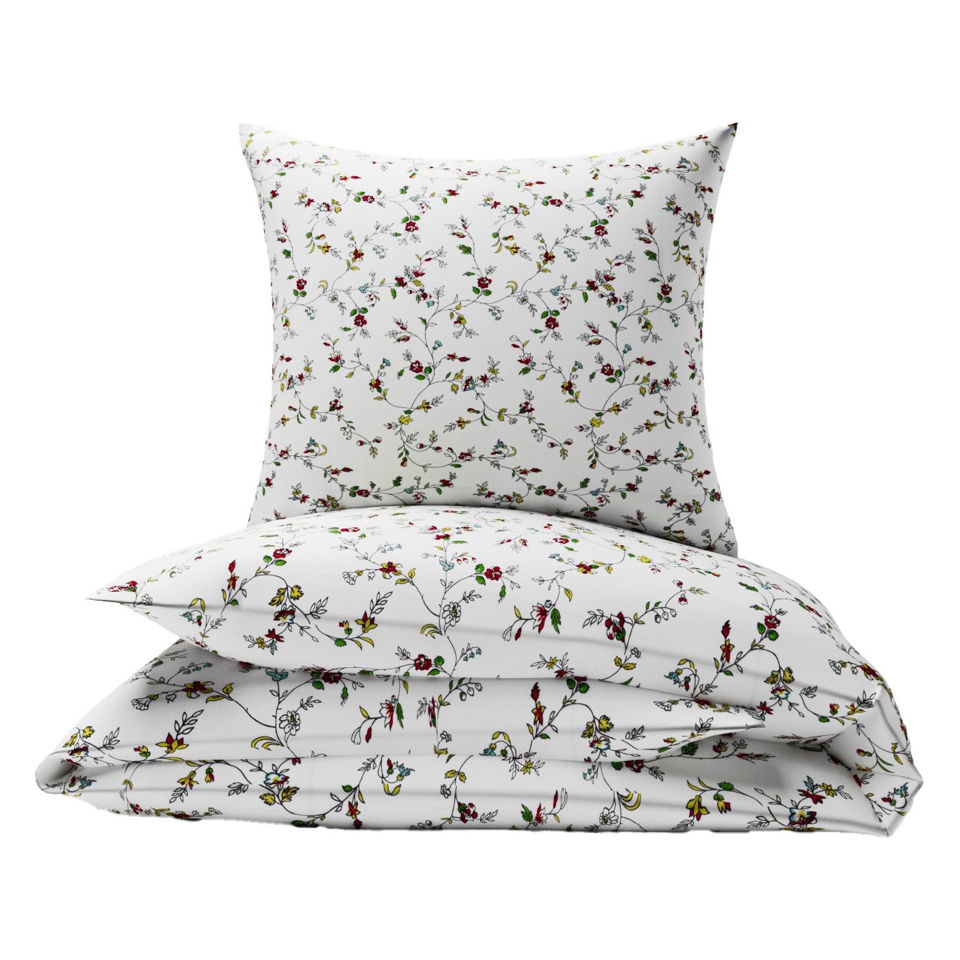 Pościel 140x160 bawełniana dziecięca 50x60 100% bawełna kwiaty 209red