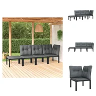 Meble ogrodowe - vidaXL 4-częściowy zestaw wypoczynkowy do ogrodu z czarno-szarego polirattanu - elementy sofy ogrodowej - miniaturka - grafika 1