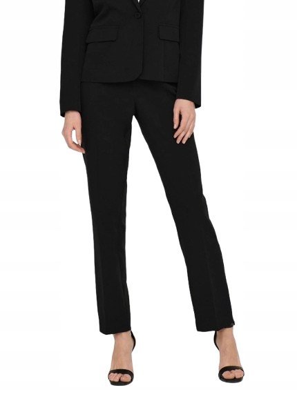 Only Czarne Eleganckie Spodnie Proste Wysoki Stan Xs J2A