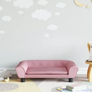 vidaXL Sofa dla dzieci, różowa, 70x45x26 cm, aksamit - Meble do sypialni - miniaturka - grafika 1
