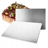 Dodatki do ciast w proszku - Podkład na tort ciasto PROSTOKĄTNY SREBRNY 30x40cm 5 szt SOLIDNY MOCNY - miniaturka - grafika 1